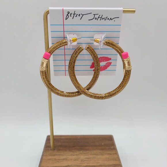 Betsey Johnson Book Smart Pencil Hoop Earrings NWT! NEW! - Picture 6 of 6